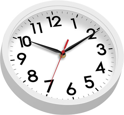 AKCISOT Wall Clock, Modern Small Wall Clocks Battery Operated 8 Inch, Silent Non-Ticking Analog Classic for Office, Home, Bathroom, Kitchen, Bedroom, School(Black)