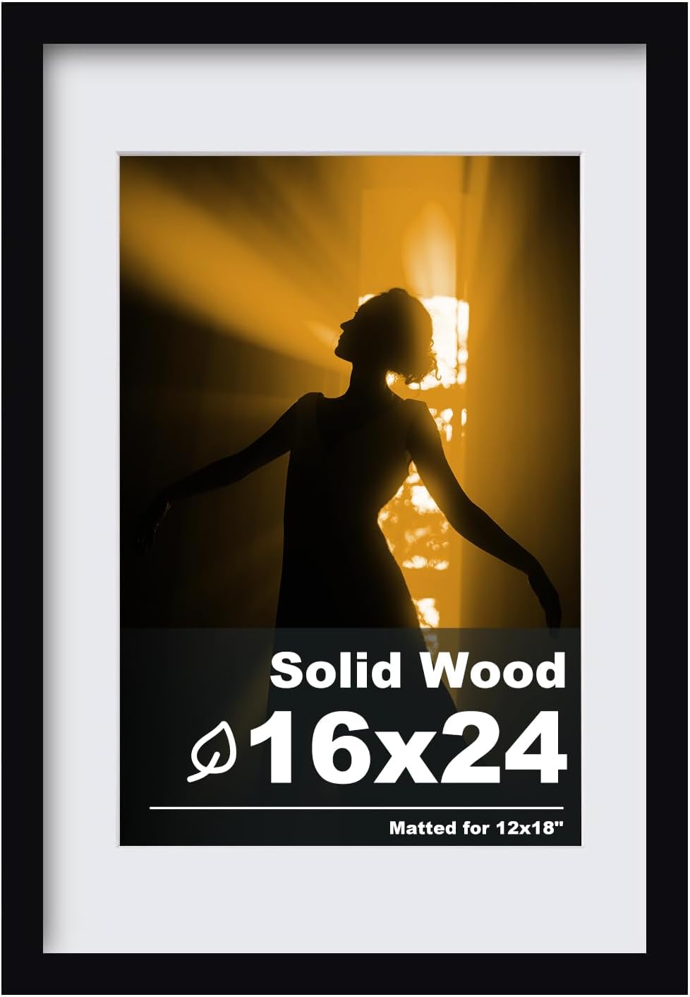 Egofine 12x16 Picture Frame Black, Covered by Plexiglass Made of Solid Wood, Display Pictures 9x12 and 11x14 with Mat or 12x16 Without Mat, for Wall Mounting Photo Frame - Colors B
