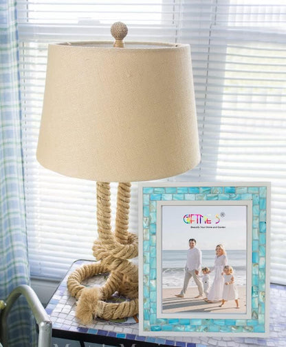 Silver Plate Picture Frame 5x7 Mother of Pearl 5 by 7 Photo Frame Mosaic Glass Tabletop Frame (Grey+ White,1pc)