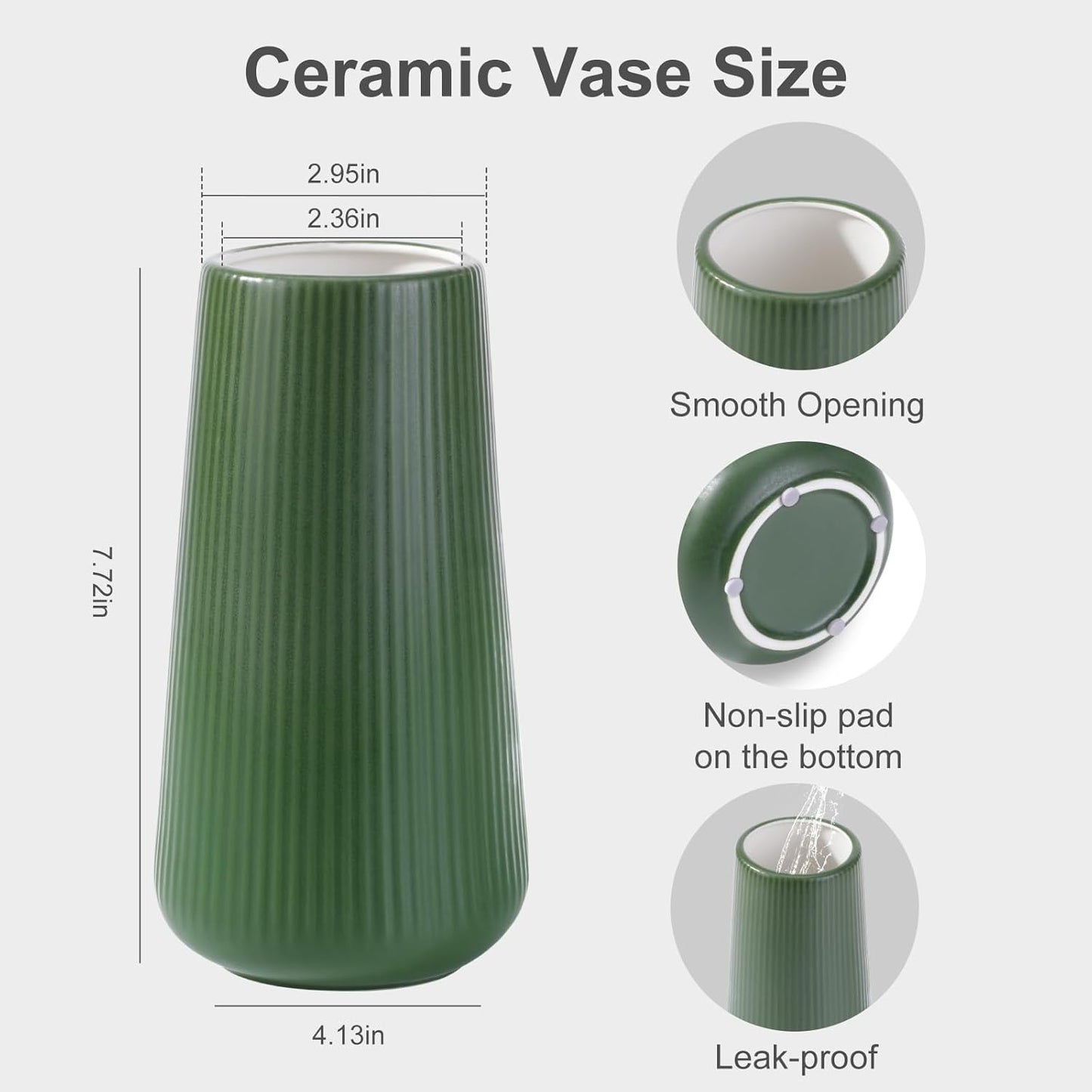 White Ceramic Vase, GUKJOB Small Cute Flower Vase for Pampas Grass, Home, Living Room, Dining Table, Farmhouse, Office Decor, Bedroom, Table, and Kitchen Shelf (White)