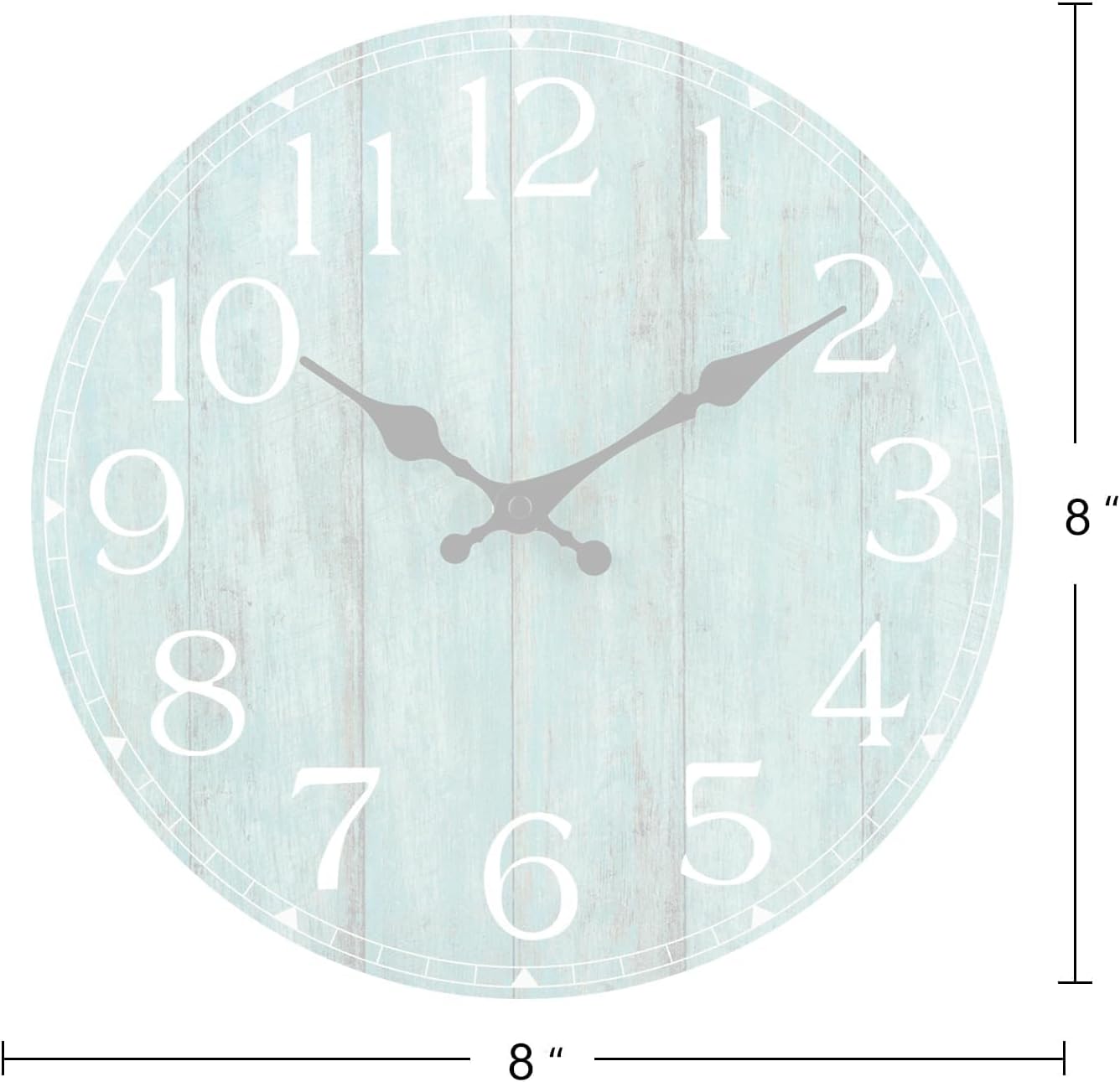 Wall Clock, Rustic Wall Clocks Battery Operated Silent Non Ticking, Country Round Wooden Clocks Farmhous Wall Decorative for Kitchen, Bathroom, Living Room (Gray 8 Inch)