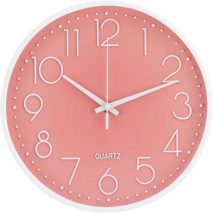 Wall Clock 12 Inch Non-Ticking Silent Modern Simple Style Round Decor Clock Gold Stereoscopic Dial Quartz Wall Clocks for Home/Office/School/Living Room/Bedroom/Kitchen