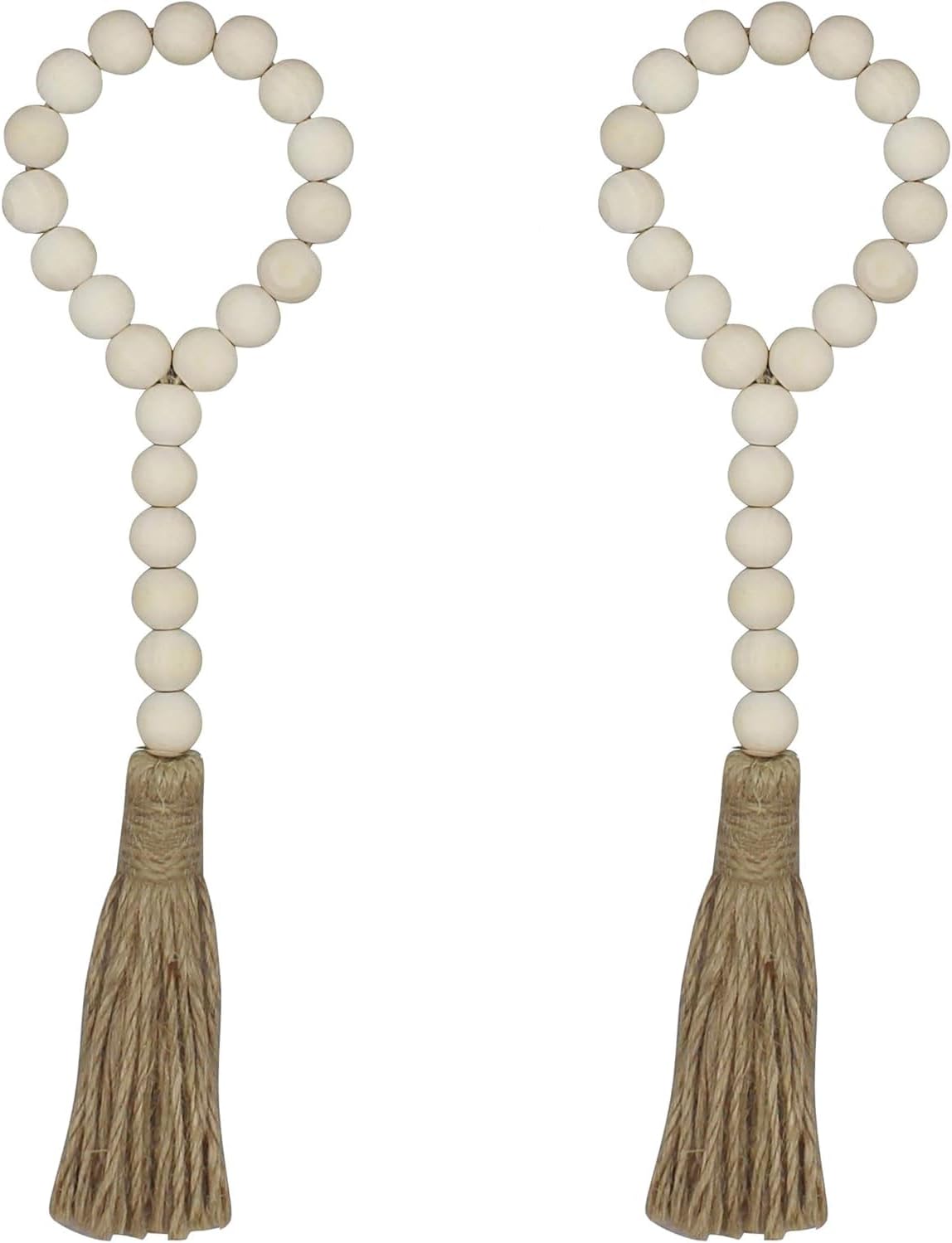 Boho Decor Wood Beads Garland Farmhouse Wall Hanging Decorations Natural Wooden Bead Tassel Decorative for Coffee Table Christmas and Prayer (Nature, 58")