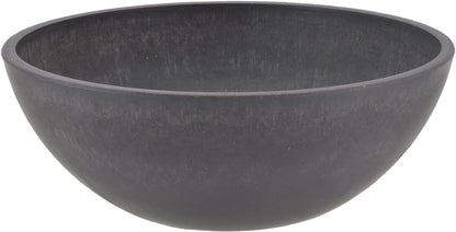PSW Pot Collection M30DC 12-inch Plastic/Stone/Wood Composite Low Bowl Planter – No Drainage Hole (Drillable), Shallow Indoor/Outer Pot for Succulents, Bonsai, Fairy Gardens, Herbs, Dark Charcoal