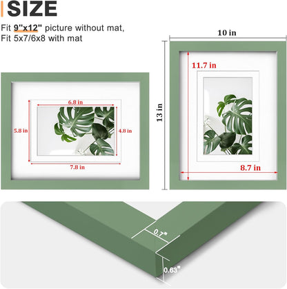 Egofine 12x16 Picture Frame Black, Covered by Plexiglass Made of Solid Wood, Display Pictures 9x12 and 11x14 with Mat or 12x16 Without Mat, for Wall Mounting Photo Frame - Colors A