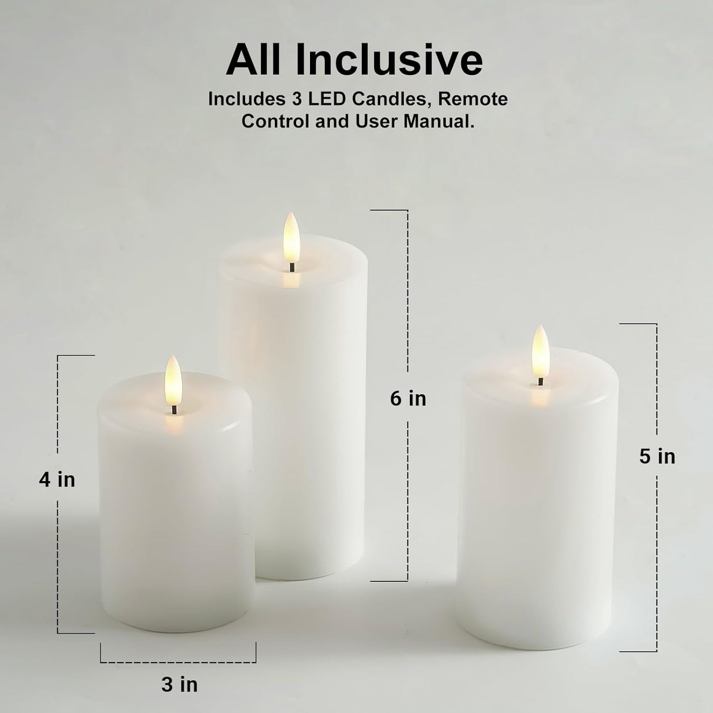 Stmarry Ivory Flameless Candles with Remote and Timer, Real Wax Made LED Pillar Candles Battery Operated with 3D Flickering Flame - 3" x 4",5",6" - Set of 3