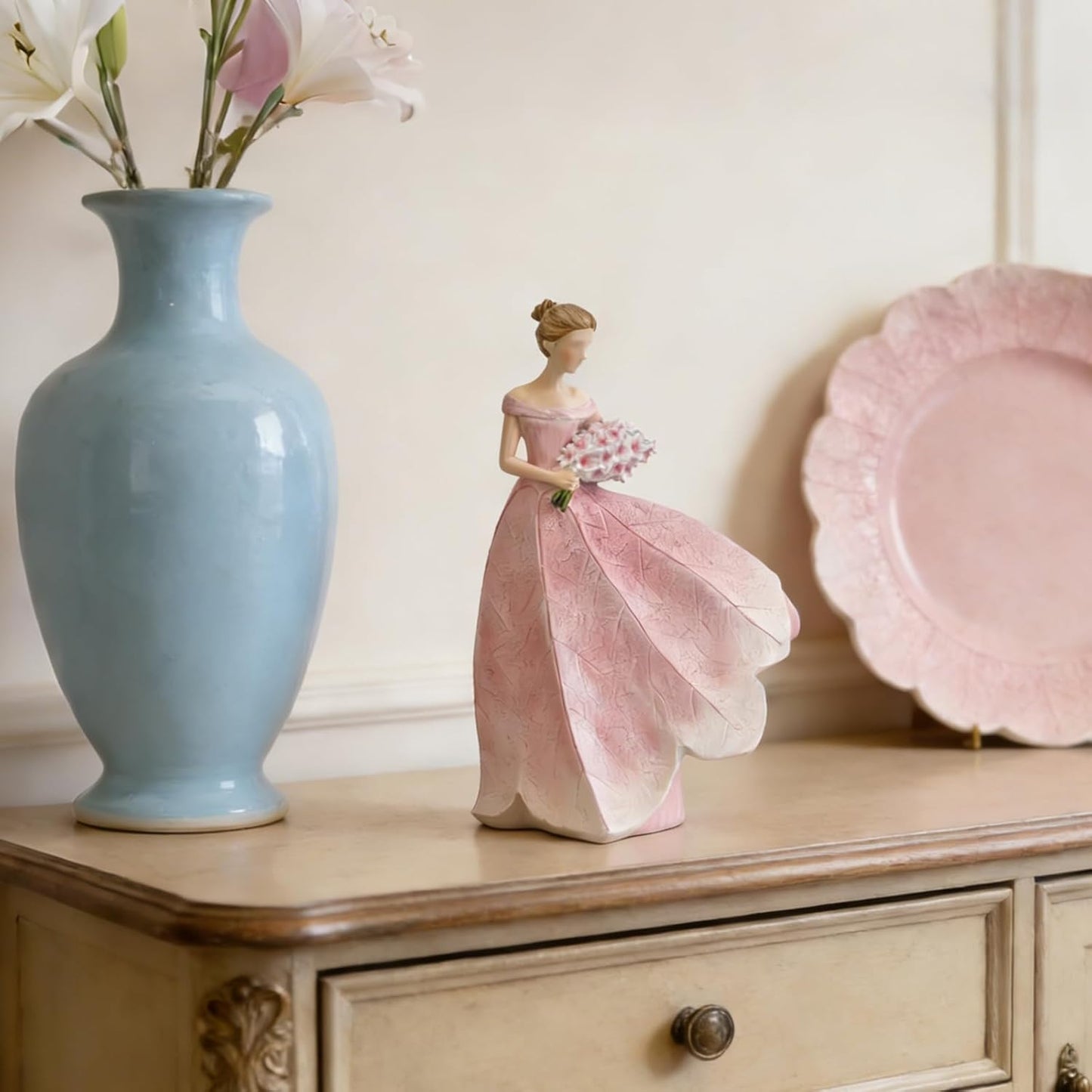 Guichifun Fairy Statue Collection Home Decoration - Leaf Angel Girls Resin Modern Table Decor for Living Room Office Sculpture Decor for Women Indoor Rustic Figurines Gift 5 x 3 x 7.5 Inch