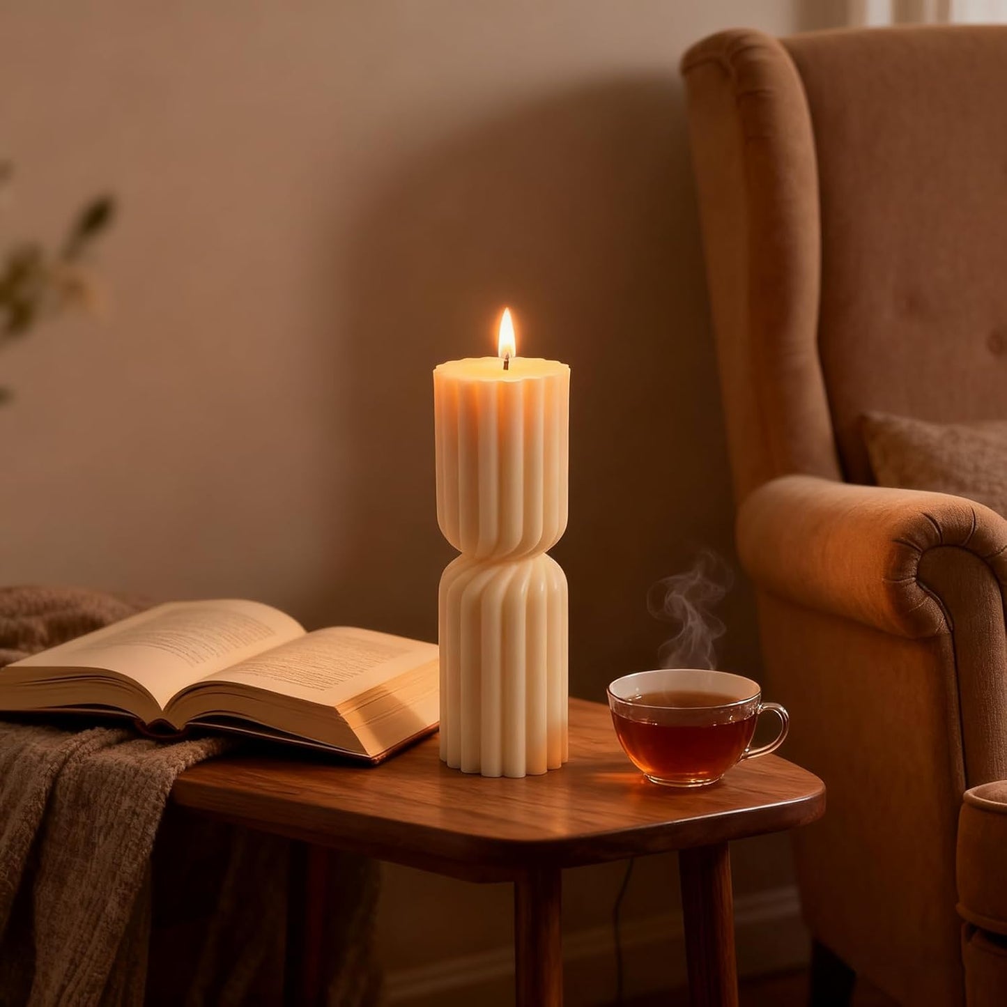 2PCS Hourglass Pillar Candles Set,Soy Wax Orchids Scented Pillar Candles,Cylindrical Tall Pillar Candle,Elegant Bubble Aesthetic Candle Housewarming Gift Home Room Shelf Decor Idea(White)