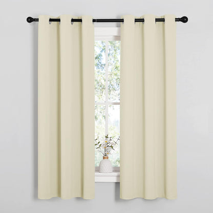 NICETOWN Halloween Pitch Black Solid Thermal Insulated Grommet Blackout Curtains/Drapes for Bedroom Window (2 Panels, 42 inches Wide by 63 inches Long, Black) - Colors C