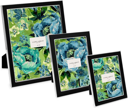 Laura Ashley 5x7 Navy Enamel Picture Frame, Gold Metal Edge with Easel, for Countertop, Counterspace, Tabletop Display, Bookshelf, Desk, Wall Décor, Photo Gallery (5x7, Navy W/Gold)