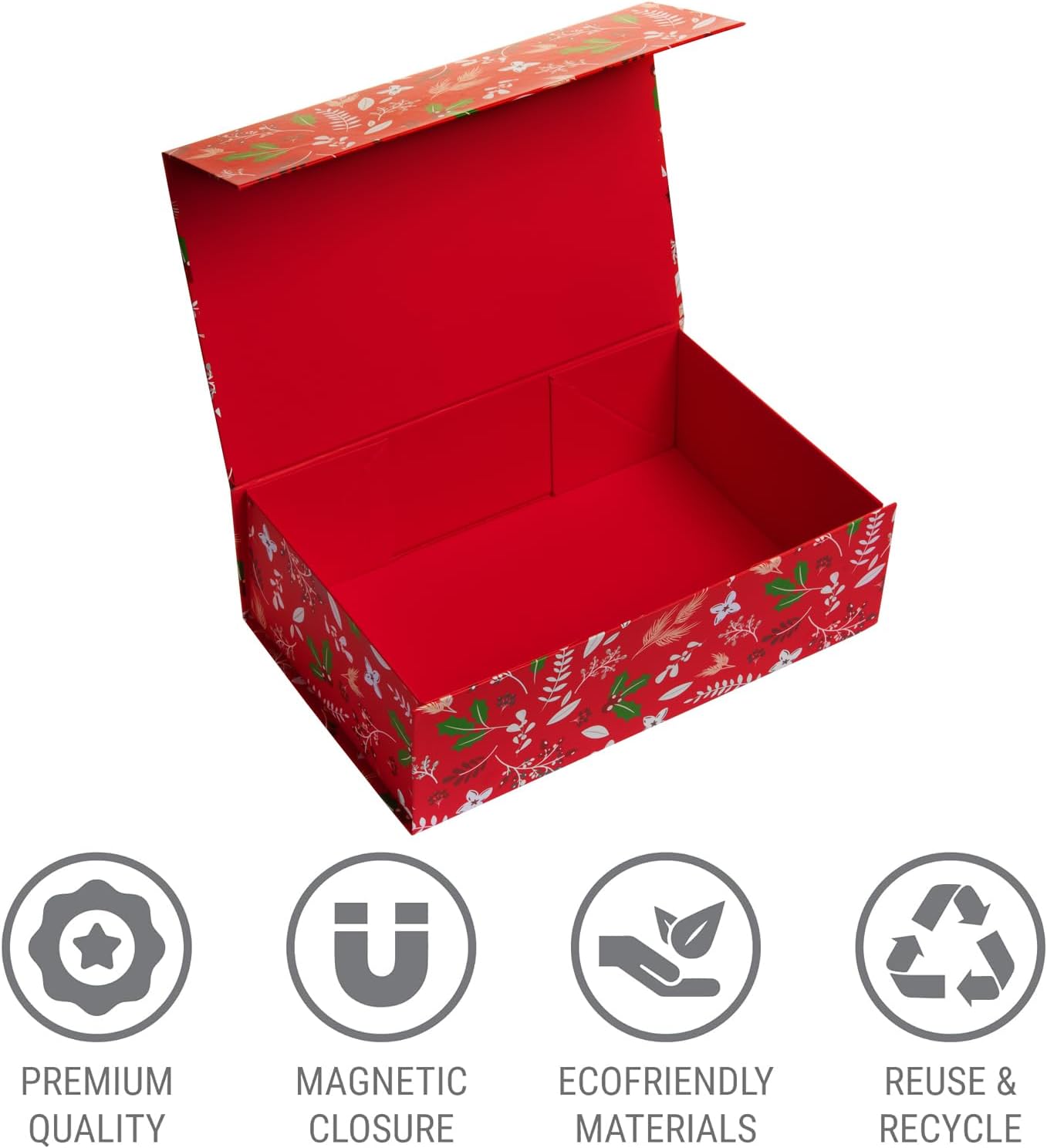 Luxury Keepsake Gift Box | Gold Floral Decorative Boxes with Magnetic Lids for Presents, Wedding Memory Box, and Bridal Gifts. 11.5" x 7.5" x 3.5"
