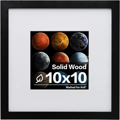 Egofine 12x16 Picture Frame Black, Covered by Plexiglass Made of Solid Wood, Display Pictures 9x12 and 11x14 with Mat or 12x16 Without Mat, for Wall Mounting Photo Frame - Colors B