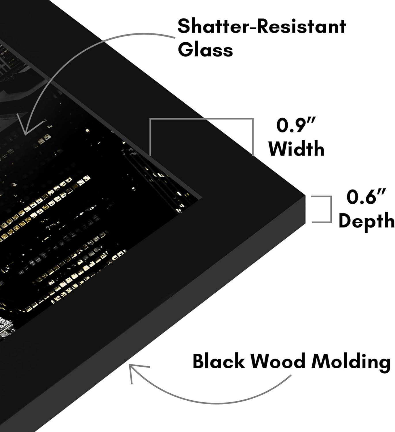 Americanflat 12x18 Poster Frame with Shatter-Resistant Glass - Signature Collection - Gallery-Style Frames Made of Engineered Wood - Photo Frame for Wall Display - Black - Colors A