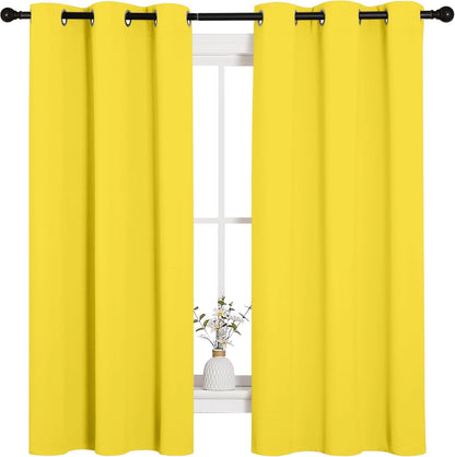 NICETOWN Halloween Pitch Black Solid Thermal Insulated Grommet Blackout Curtains/Drapes for Bedroom Window (2 Panels, 42 inches Wide by 63 inches Long, Black) - Colors C