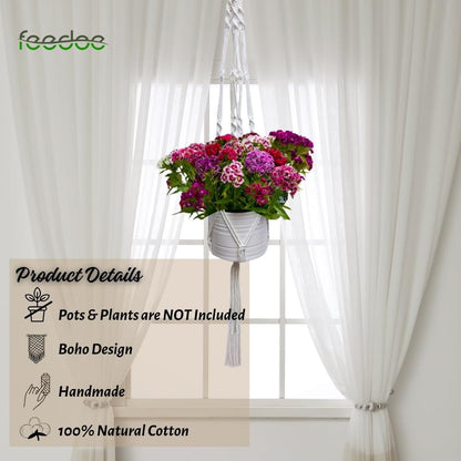 feedee Macrame Plant Hangers Indoor Macrame Hanging Planters for Indoor Plants, 6 Pack Hanging Plant Holders Indoor Hanging, Macromay Plant Hangers for Indoor Plant Hanger, Outdoor Flower Pots Holder