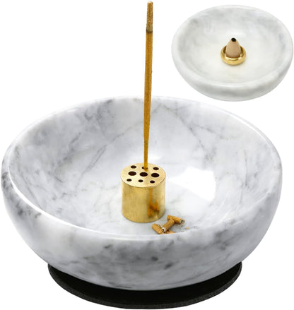 Vrupin Natural Marble Incense Burner, Handmade Incense Stick Incense Burner Reflux Burner, Ideal for use in Meditation, Incense Smokers and Decoration. (Black)