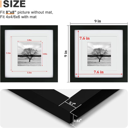 Egofine 12x16 Picture Frame Black, Covered by Plexiglass Made of Solid Wood, Display Pictures 9x12 and 11x14 with Mat or 12x16 Without Mat, for Wall Mounting Photo Frame - Colors B