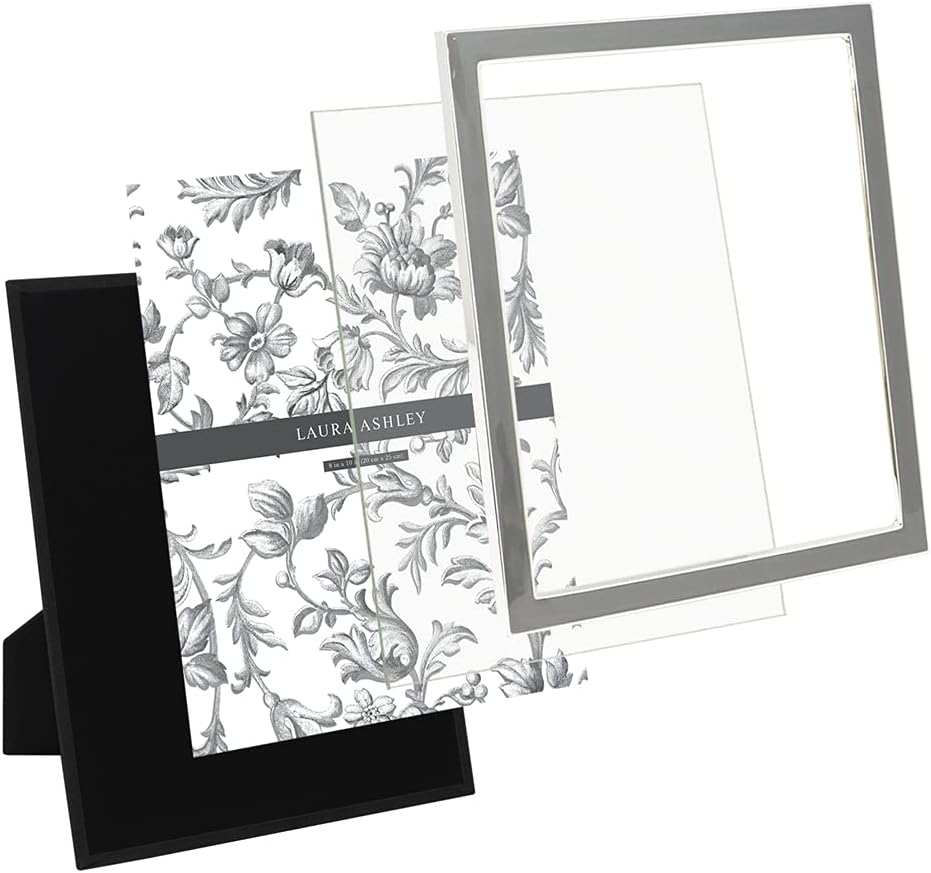 Laura Ashley 5x7 Navy Enamel Picture Frame, Gold Metal Edge with Easel, for Countertop, Counterspace, Tabletop Display, Bookshelf, Desk, Wall Décor, Photo Gallery (5x7, Navy W/Gold)