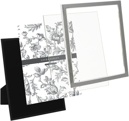 Laura Ashley 5x7 Navy Enamel Picture Frame, Gold Metal Edge with Easel, for Countertop, Counterspace, Tabletop Display, Bookshelf, Desk, Wall Décor, Photo Gallery (5x7, Navy W/Gold)