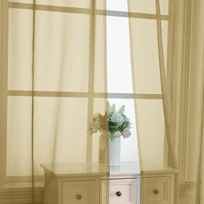 Chyhomenyc Sheer White Valances for Windows 2 Pack, Small Window Curtains for Living Room Bathroom Cafe Laundry Basement, Modern Top Dual Rod Pocket Voile Curtain, 42W x 14L inches, White - Colors C
