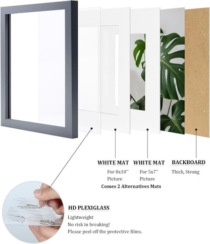 Egofine 12x16 Picture Frame Black, Covered by Plexiglass Made of Solid Wood, Display Pictures 9x12 and 11x14 with Mat or 12x16 Without Mat, for Wall Mounting Photo Frame - Colors B
