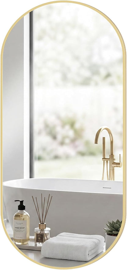 Sweetcrispy 20"x30" Arched Gold Bathroom Mirrors for Wall, Bathroom Mirrors for Over Sink, Metal Framed with HD Shatter-Proof Glass for Entryway, Living Room, Bedroom