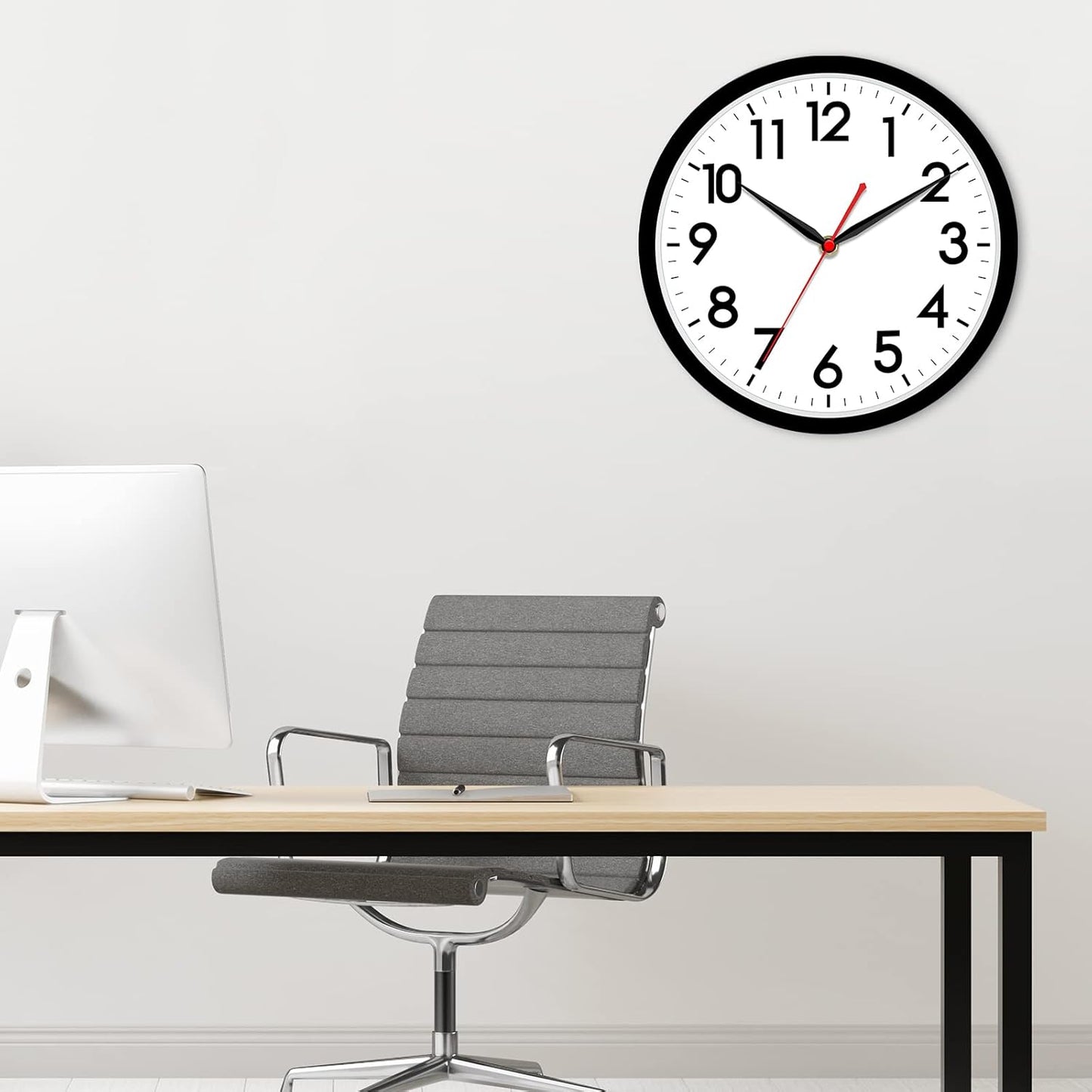 AKCISOT Wall Clock, Modern Small Wall Clocks Battery Operated 8 Inch, Silent Non-Ticking Analog Classic for Office, Home, Bathroom, Kitchen, Bedroom, School(Black)