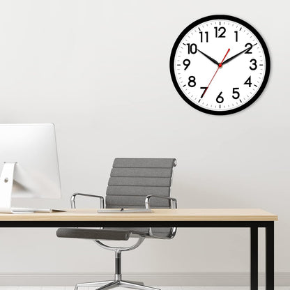 AKCISOT Wall Clock, Modern Small Wall Clocks Battery Operated 8 Inch, Silent Non-Ticking Analog Classic for Office, Home, Bathroom, Kitchen, Bedroom, School(Black)