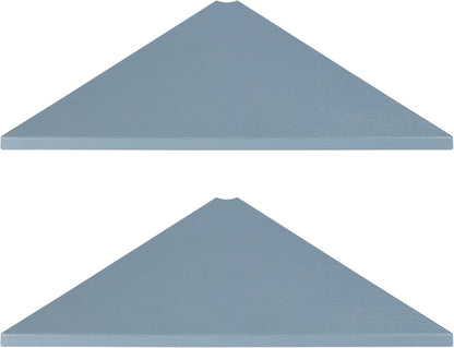 evron Corner Mounting Shelf Set of 2 – Easy to Install Floating Wall Shelves with Wood Grain Finish, Durable and Waterproof ABS Plastic for Kitchen, Bathroom, Living Room Home Décor