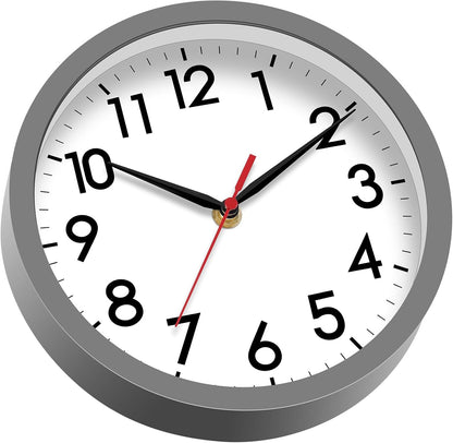AKCISOT Wall Clock, Modern Small Wall Clocks Battery Operated 8 Inch, Silent Non-Ticking Analog Classic for Office, Home, Bathroom, Kitchen, Bedroom, School(Black)