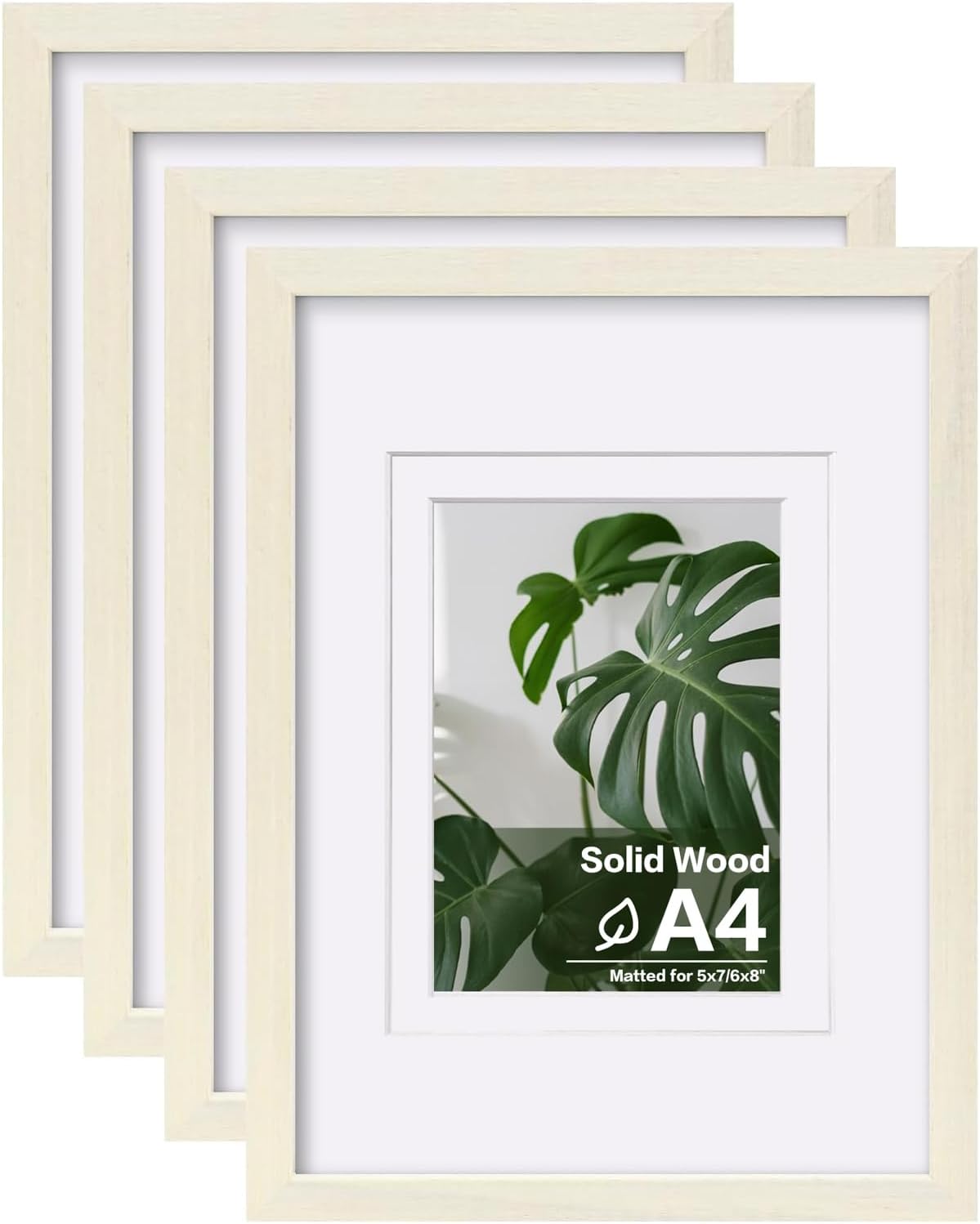 Egofine 8x10 Picture Frames Set of 4, Made of Solid Wood Covered by Plexiglass 4x6 and 5x7 with Mat or 8x10 without Mat, for Table Top Display and Wall Mounting Photo Frame Black