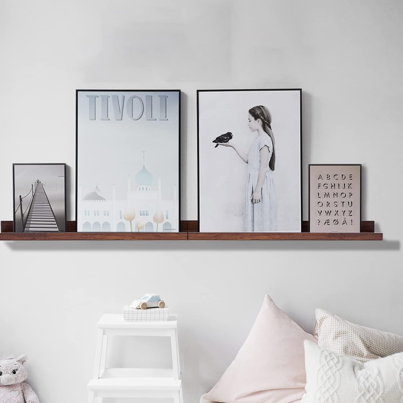 AZSKY Floating Shelves Wall Mounted Set of 2 Natural Wood Picture Shelves Wall Shelves for Bedroom Bathroom Living Room Kitchen Laundry Room Storage & Decoration 24 Inch