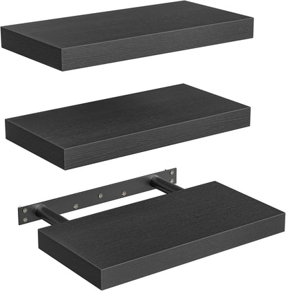 RALGEND Floating Shelves for Wall, 1.5" Thick Wall Shelf Set of 3 with Invisible Brackets, L31.5 x W7.9 Hanging Shelves Farmhouse Home Decor for Bathroom, Living Room, Bedroom, Rustic Brown 8301BJP3BF
