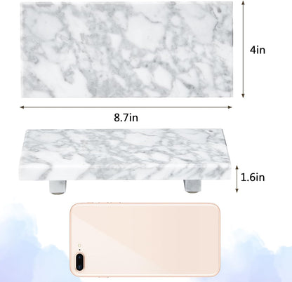 Natural Marble Tray Pedestal Stand – Soap & Jewelry Riser for Bathroom Counter, Kitchen Sink, Vanity Organizer, Decorative Stone Catchall for Perfume, Candles