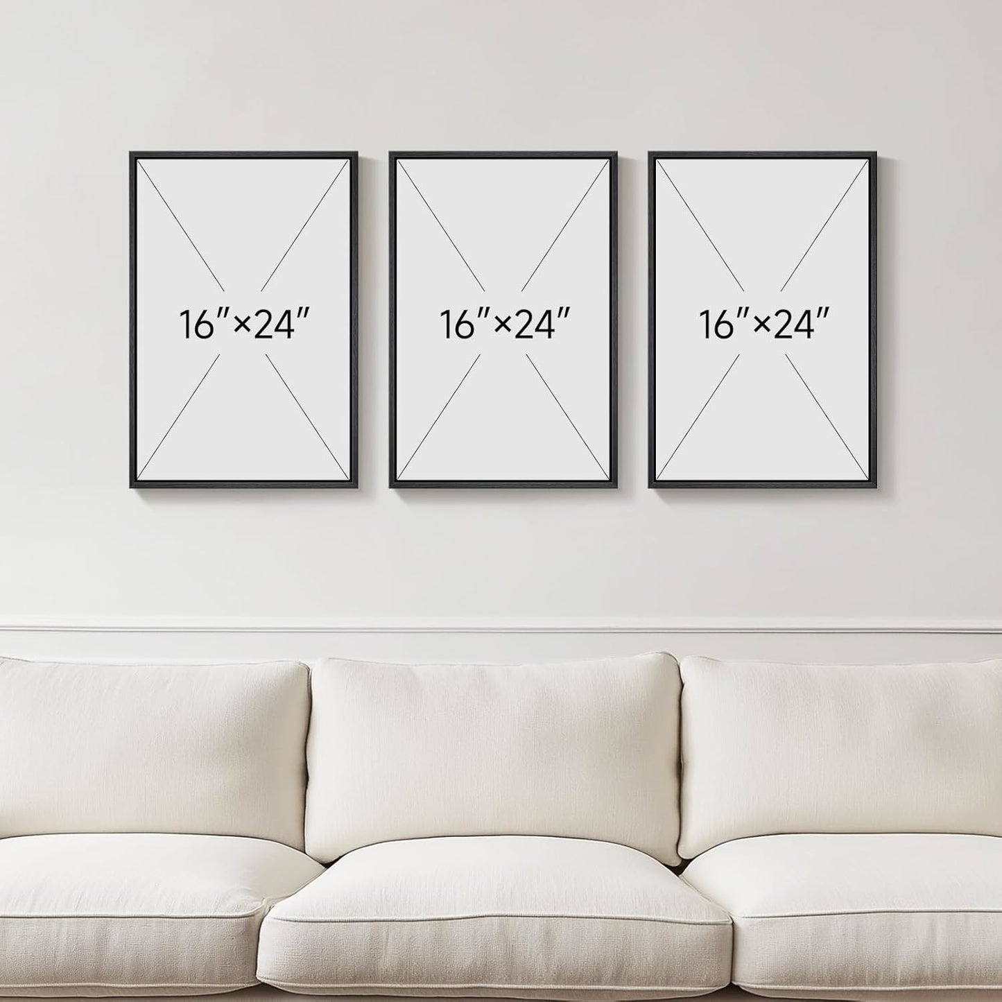 Large Framed Black and White Abstract Wall Art for Living Room, 3 Piece Big Modern Canvas Prints Paintings Artwork for Walls, Minimalist Abstract Art Pictures for Hallway, Office Wall Decor 24x36 In