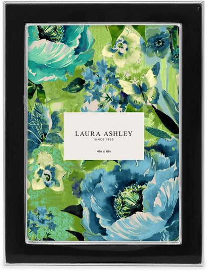 Laura Ashley 5x7 Navy Enamel Picture Frame, Gold Metal Edge with Easel, for Countertop, Counterspace, Tabletop Display, Bookshelf, Desk, Wall Décor, Photo Gallery (5x7, Navy W/Gold)