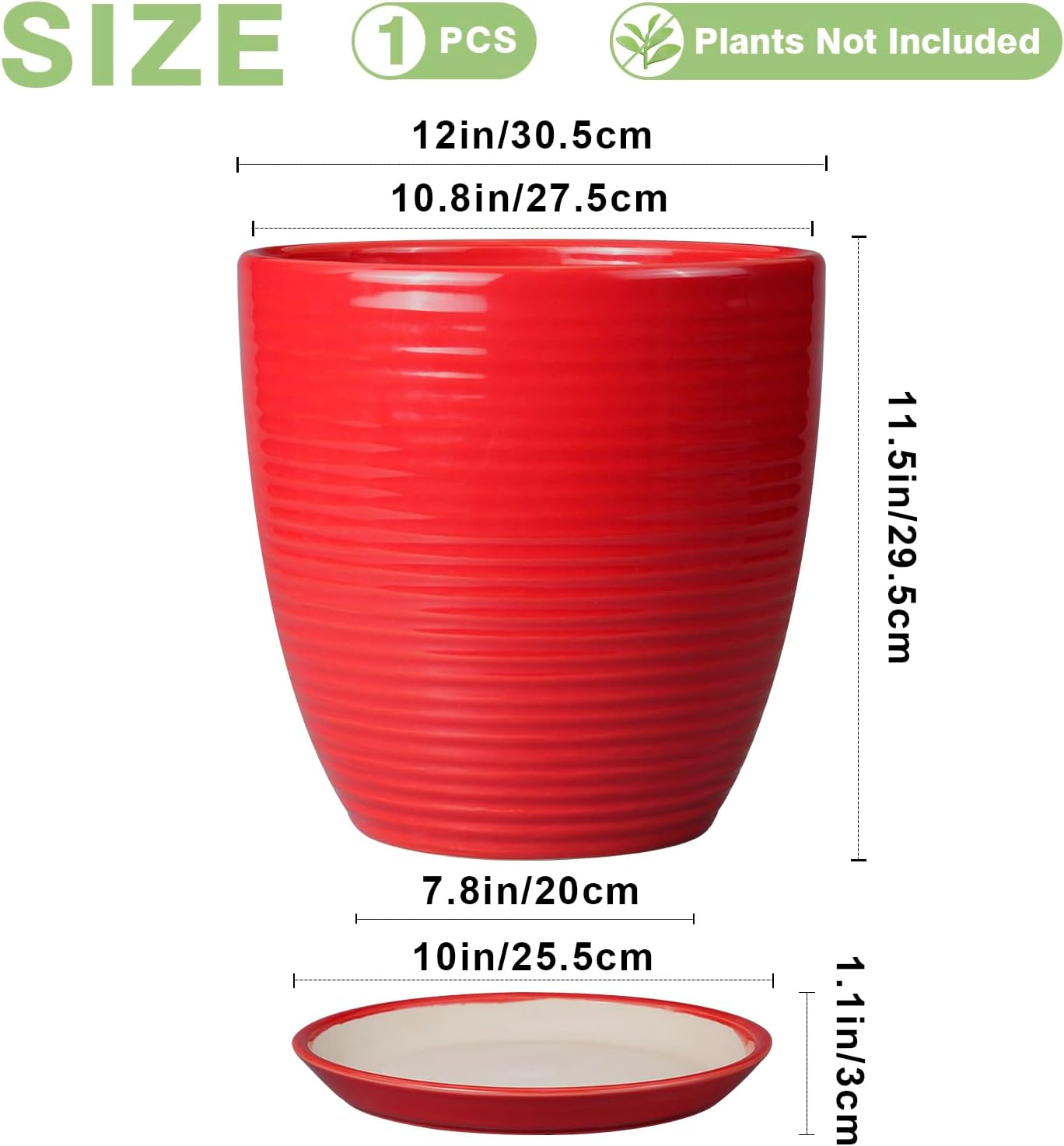 Ceramic Pots for Plants - 6 Inch Plant Pot with Drainage Hole and Saucer, Round Planters for Indoor Outdoor, Flower Pots, Modern Planter, Home Office Room Decor, Gifts for Plant Lovers, White