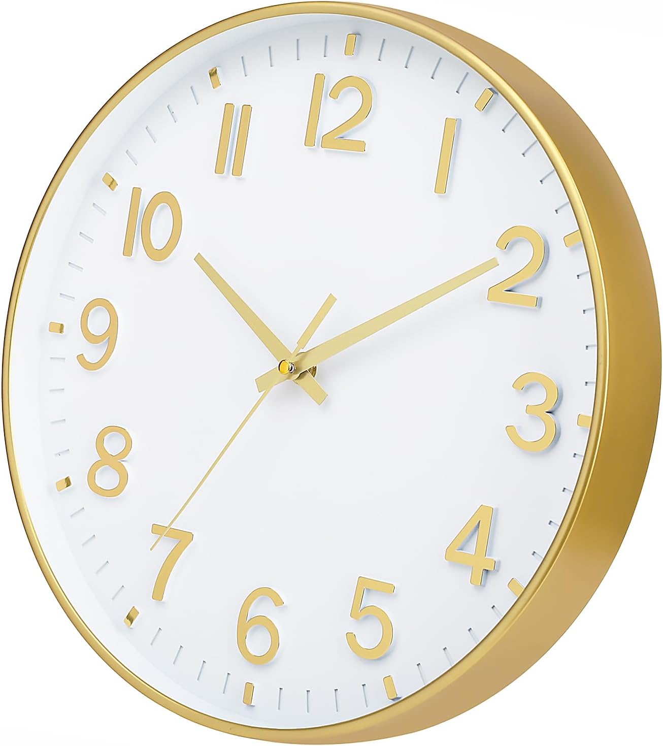 HZDHCLH Wall Clocks Battery Operated,12 inch Silent Non Ticking Modern Wall Clock for Living Room Bedroom Kitchen Office Classroom Decor (Olive Green and Gold)