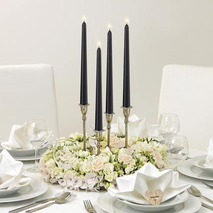 NIKY 10 inch Taper Candles for Christmas, Set of 12 Unscented Dripless Candlesticks - 8 Hours Long Burning for Home Decor, Wedding, Parties and Special Occasions (Ivory)