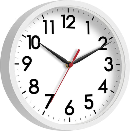 AKCISOT Wall Clock, Modern Small Wall Clocks Battery Operated 8 Inch, Silent Non-Ticking Analog Classic for Office, Home, Bathroom, Kitchen, Bedroom, School(Black)
