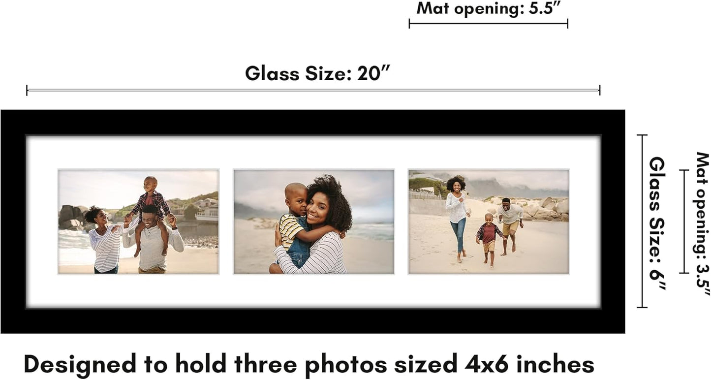 Americanflat 4x6 Collage Picture Frame with Shatter-Resistant Glass - Fits Five 4x6 Photos or Use as One 11x14 Picture Frame - Signature Collection - Collage Frames for Wall Display - Black