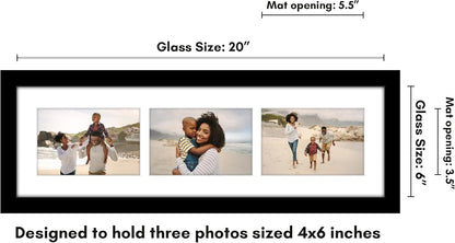 Americanflat 4x6 Collage Picture Frame with Shatter-Resistant Glass - Fits Five 4x6 Photos or Use as One 11x14 Picture Frame - Signature Collection - Collage Frames for Wall Display - Black