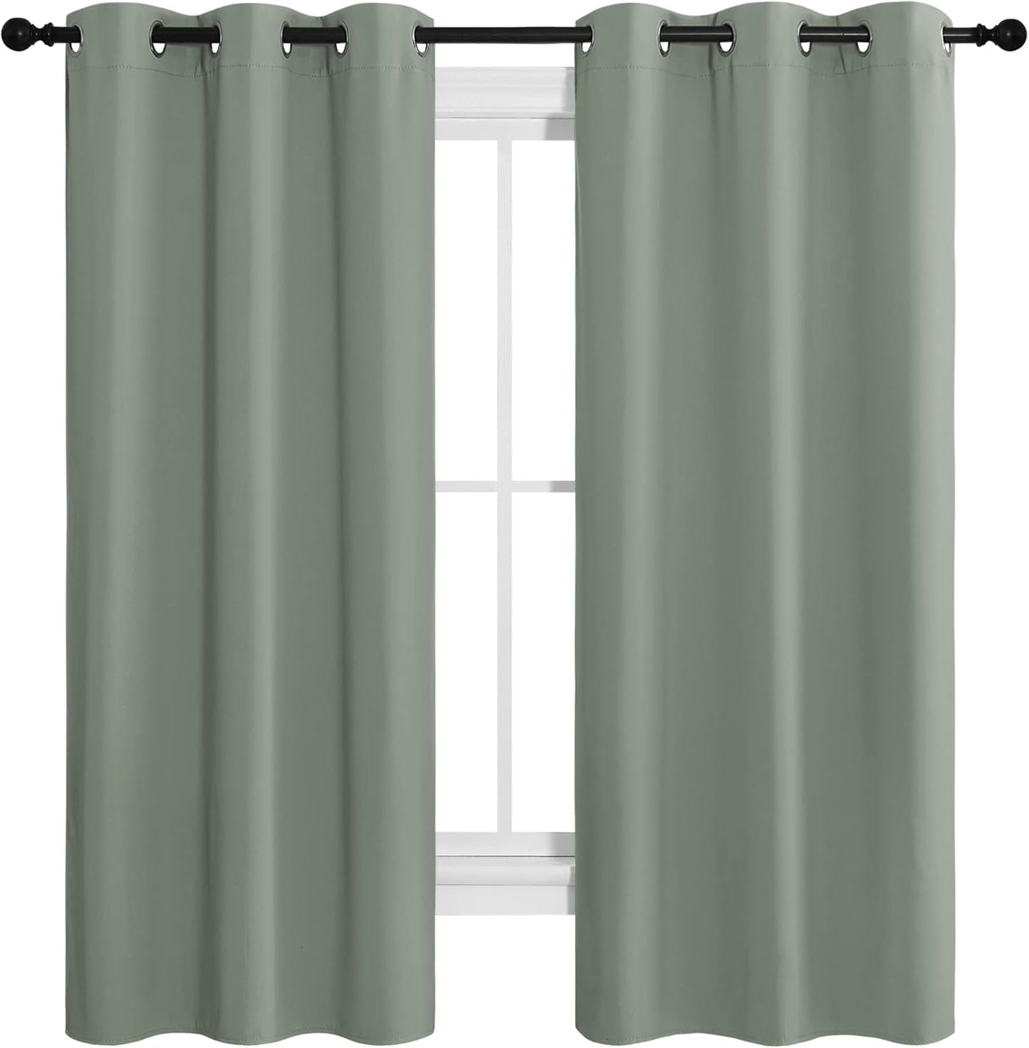 NICETOWN Halloween Pitch Black Solid Thermal Insulated Grommet Blackout Curtains/Drapes for Bedroom Window (2 Panels, 42 inches Wide by 63 inches Long, Black) - Colors B