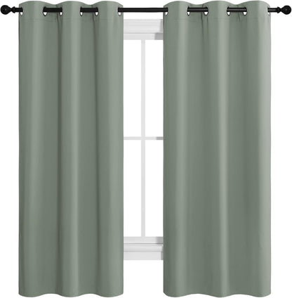 NICETOWN Halloween Pitch Black Solid Thermal Insulated Grommet Blackout Curtains/Drapes for Bedroom Window (2 Panels, 42 inches Wide by 63 inches Long, Black) - Colors B