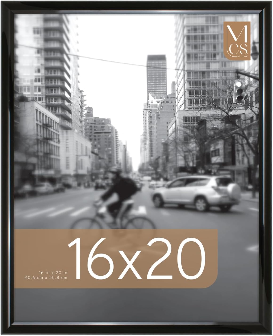 MCS Trendsetter 24x36 Poster Frame Black High-Gloss, Vertical & Horizontal Wall Hanging Large Picture Frame for Photos, Posters & Art Prints (1-Pack)