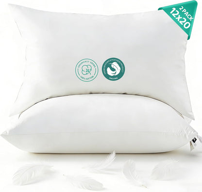 APSMILE Organic Cotton Goose Feather Down Plus Throw Pillow Inserts, 18x18 Inch Set of 2, Soft Supportive Square Decorative Pillow Forms for Couch, Sofa, Bed