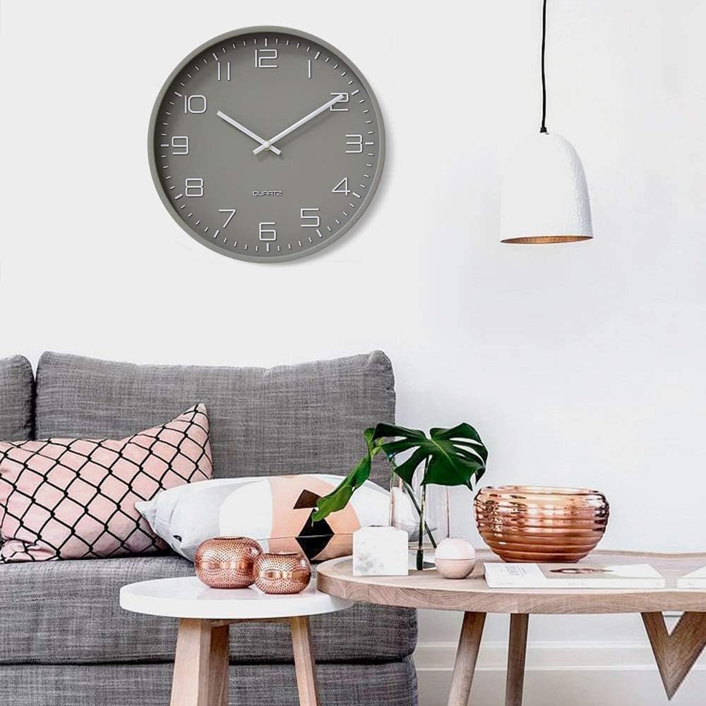 HZDHCLH Wall Clocks Battery Operated,12 inch Silent Non Ticking Modern Wall Clock for Living Room Bedroom Kitchen Office Classroom Decor (Olive Green and Gold)