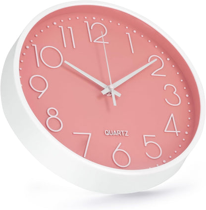Wall Clock 12 Inch Non-Ticking Silent Modern Simple Style Round Decor Clock Gold Stereoscopic Dial Quartz Wall Clocks for Home/Office/School/Living Room/Bedroom/Kitchen