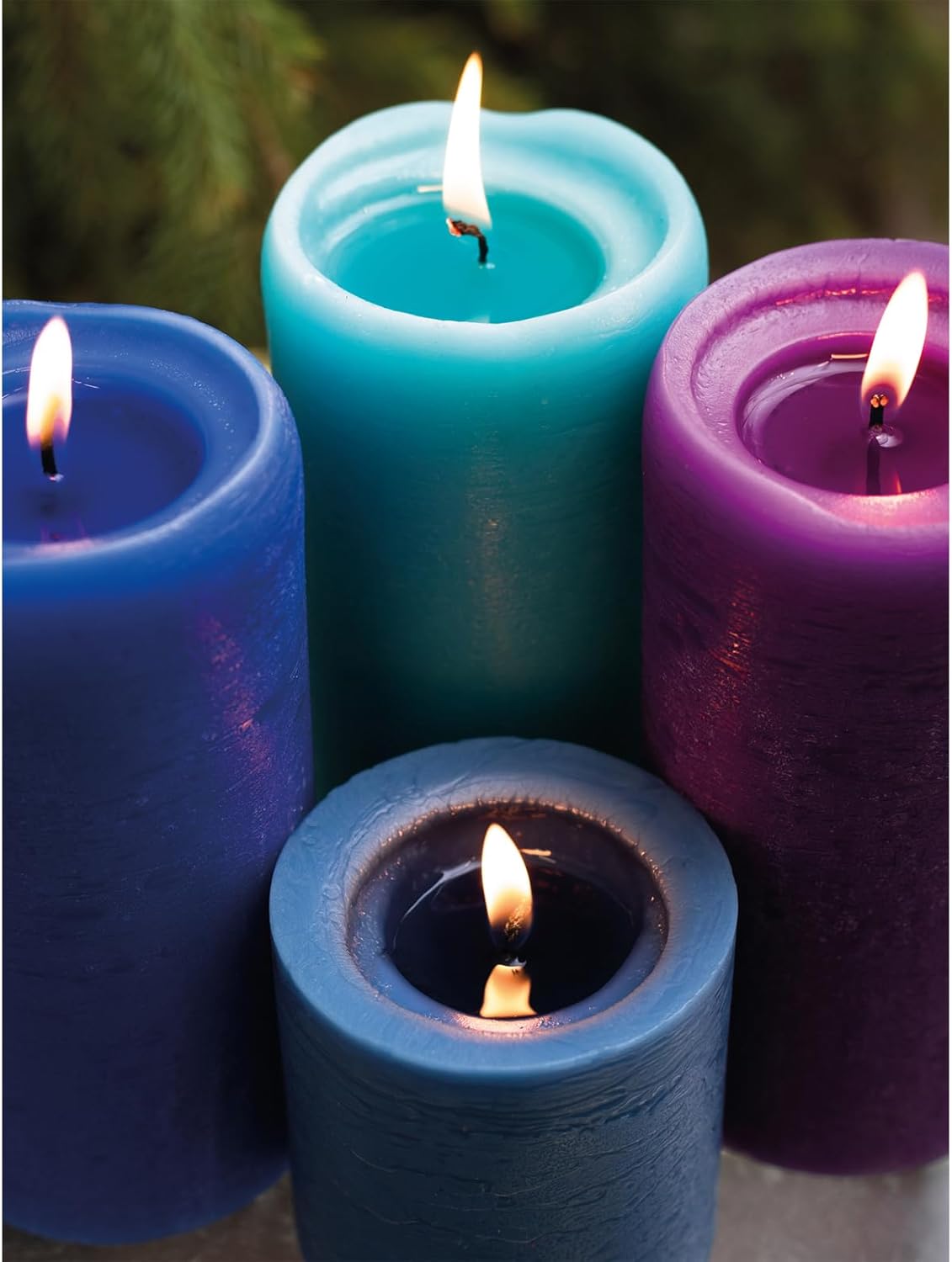 CANDWAX 3x4 inch Pillar Candles Set of 3 – Unscented Dripless Rustic Dark Blue Candles for Room Decor, Weddings, Centerpieces