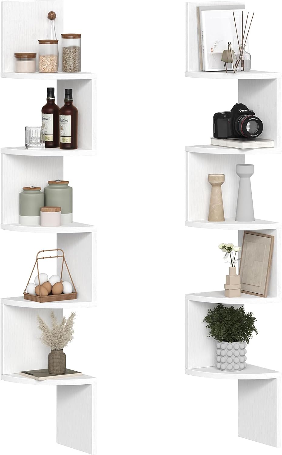 HOOBRO Corner Shelf Wall-Mounted, Set of 2 Floating Corner Shelves for Wall, 4-Tier Corner Bookshelves for Living Room, Bedroom, Bathroom, Home Office, Black BK25BJP201